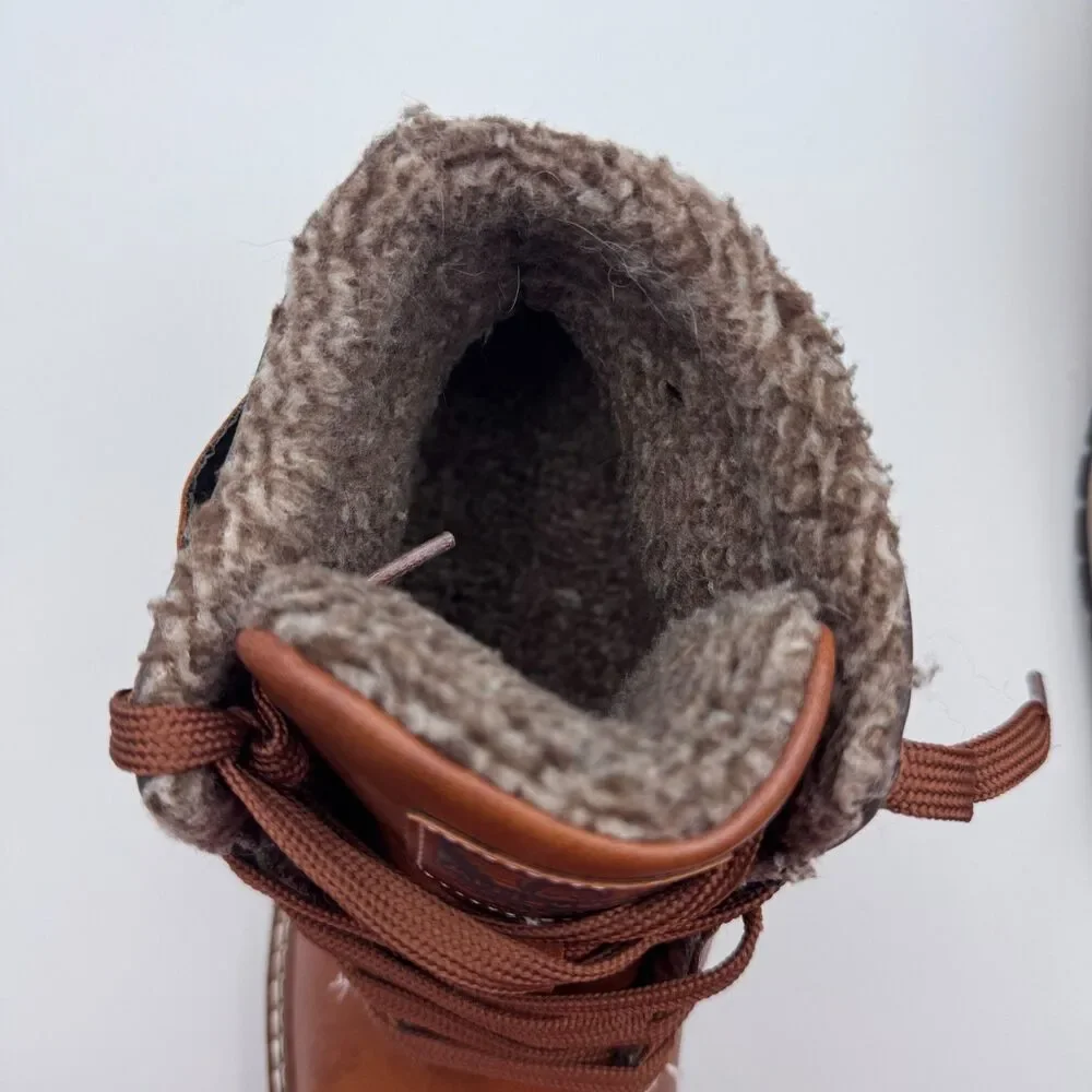 Arrigo Bello Mens 8 Brown Leather Fur Lined Hiker Boots AM9058-3